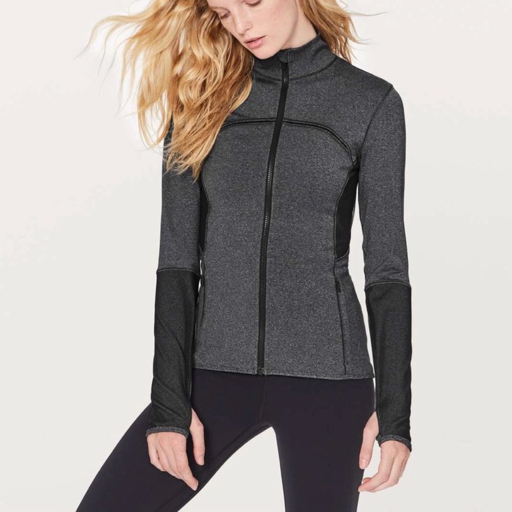 Lululemon Mesh Is More Jacket Heather Gray Black
